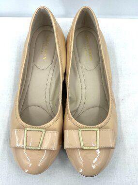 Cole Haan Emory Nude Leather Low Wedge Shoes Women's 8